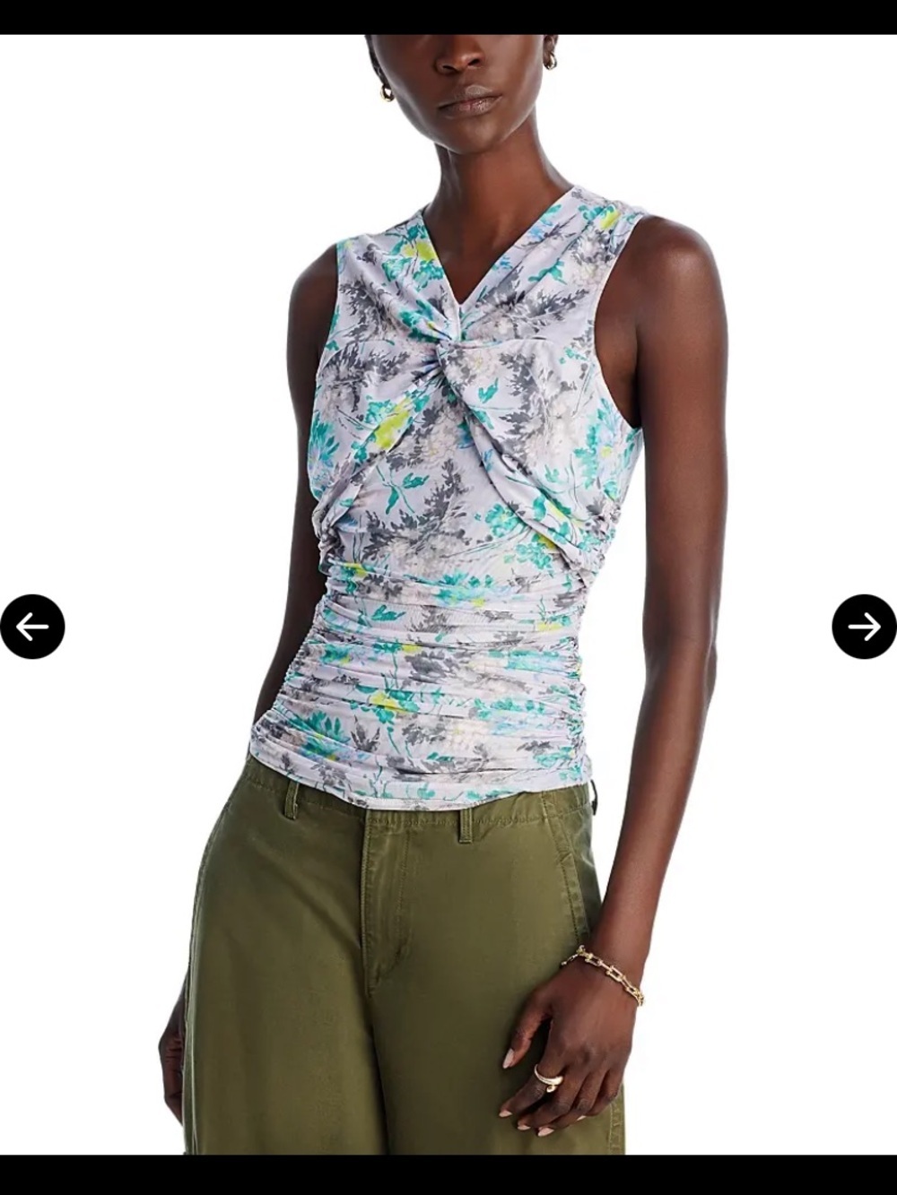 Cinq a Sept Pastel Mesh Ruched Aniya Ruched Twisted Sleeveless Top Size Large